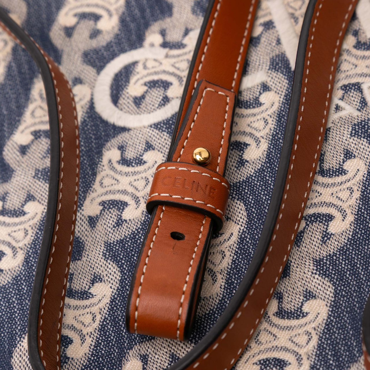 Celine Small Triomphe Canvas Maillon Vertical Cabas Satchel Blauw