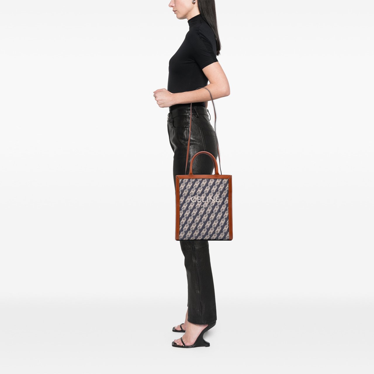 Celine Small Triomphe Canvas Maillon Vertical Cabas Satchel Blauw