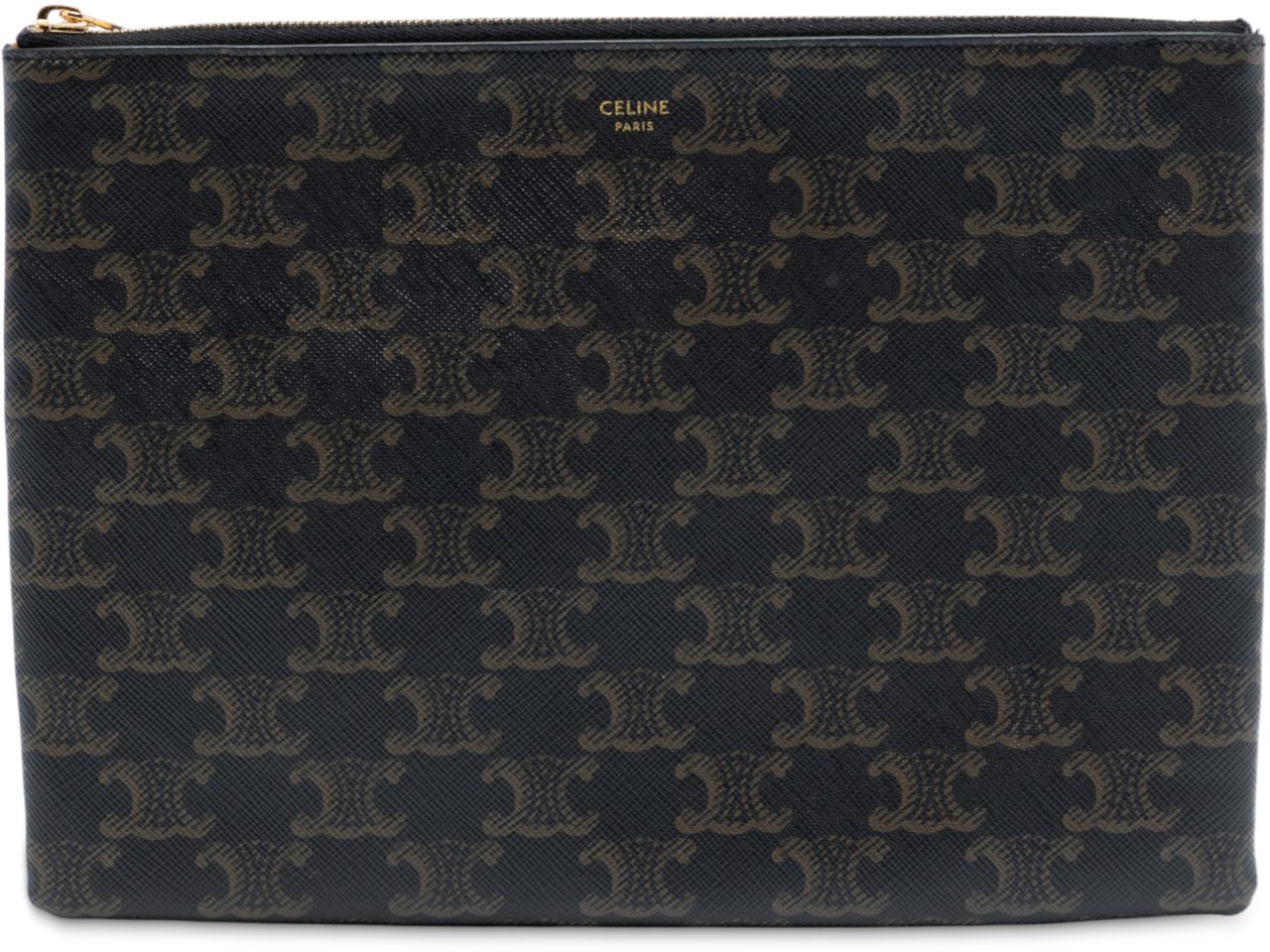 Celine Small Triomphe Coated Canvas Clutch Bruin