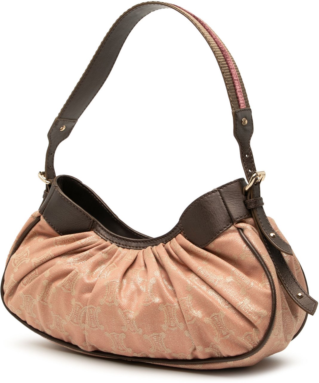 Celine Macadam Denim Pleated Shoulder Bag Roze