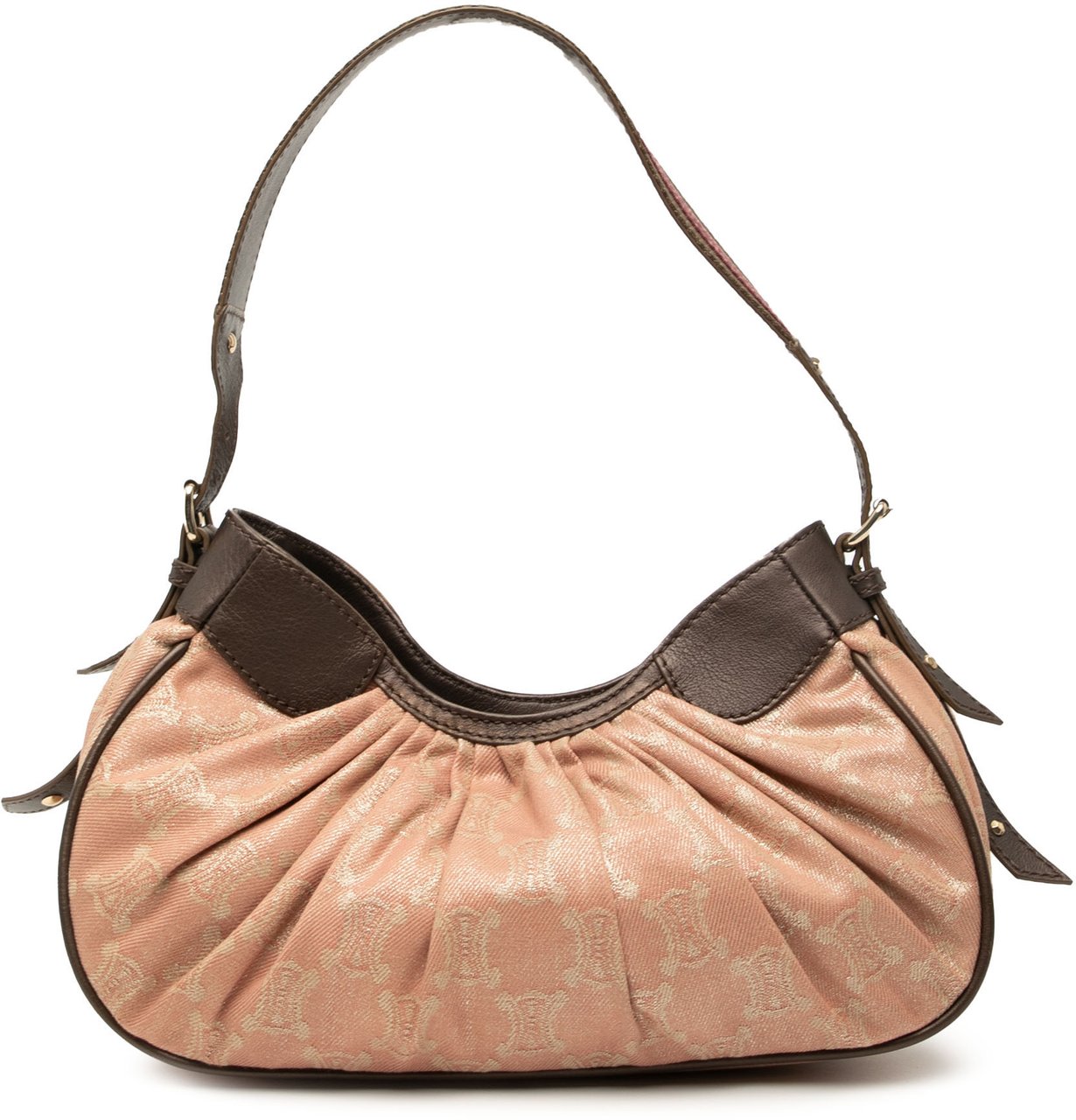 Celine Macadam Denim Pleated Shoulder Bag Roze