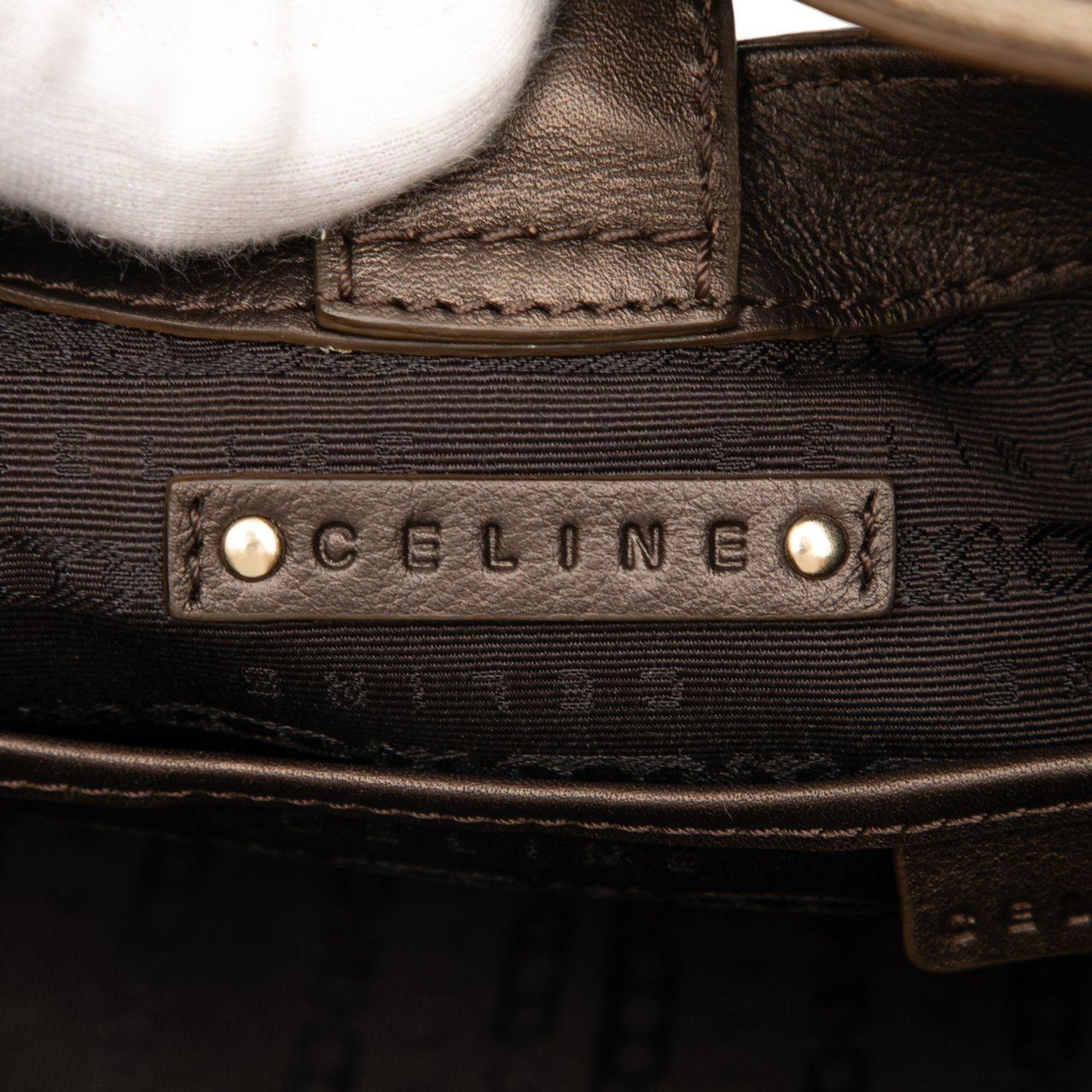 Celine Macadam Denim Pleated Shoulder Bag Roze