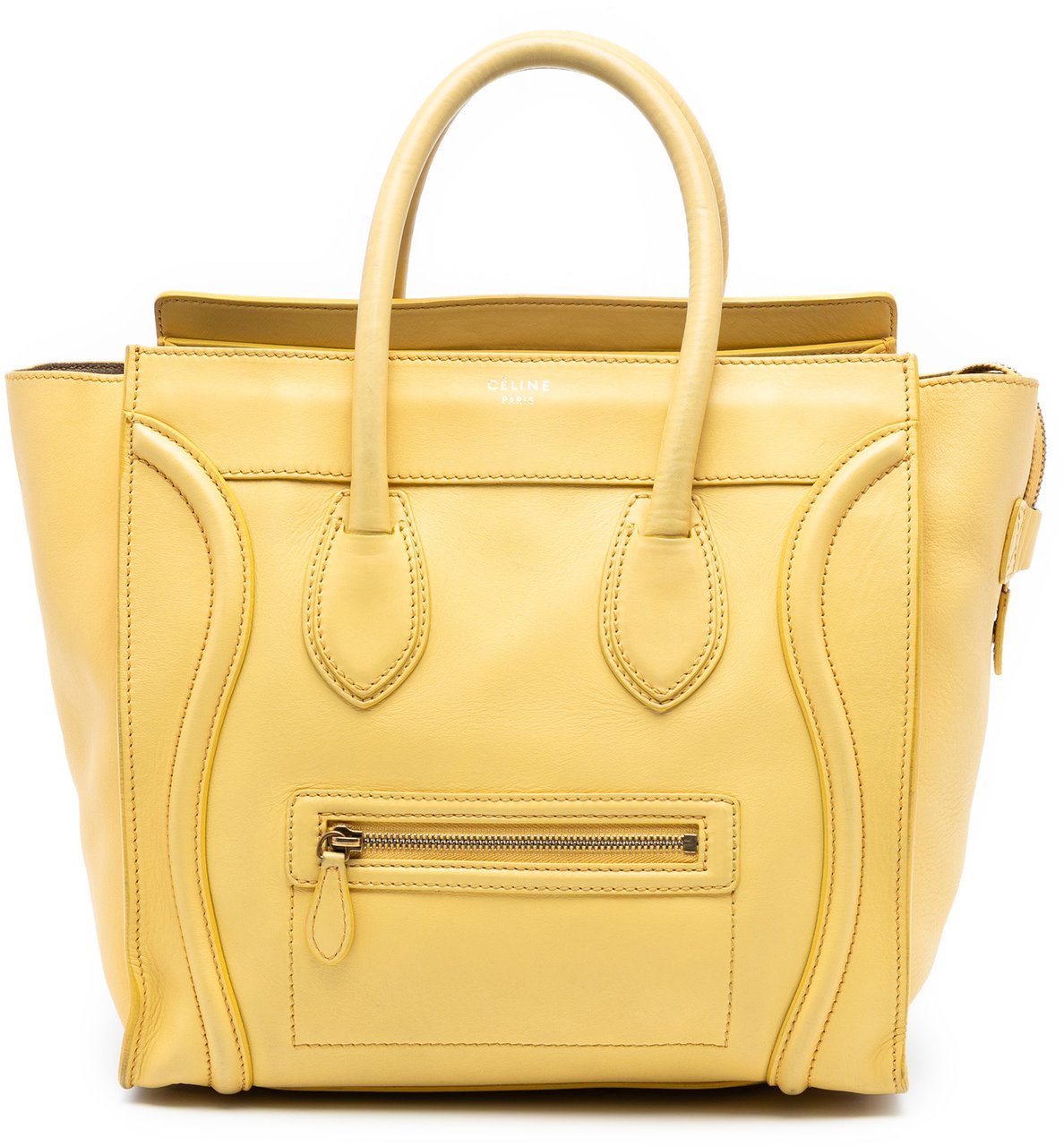 Celine Mini Leather Luggage Tote Geel
