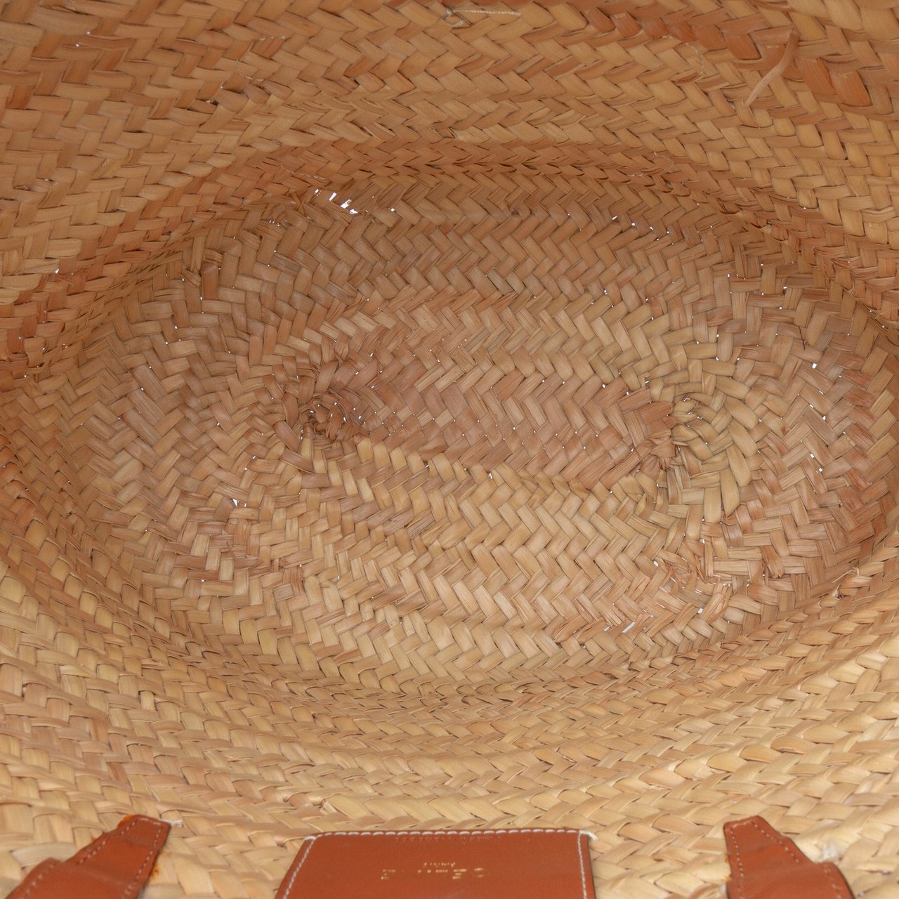 Celine Large Raffia Cuir Triomphe Classic Panier Tote Bruin