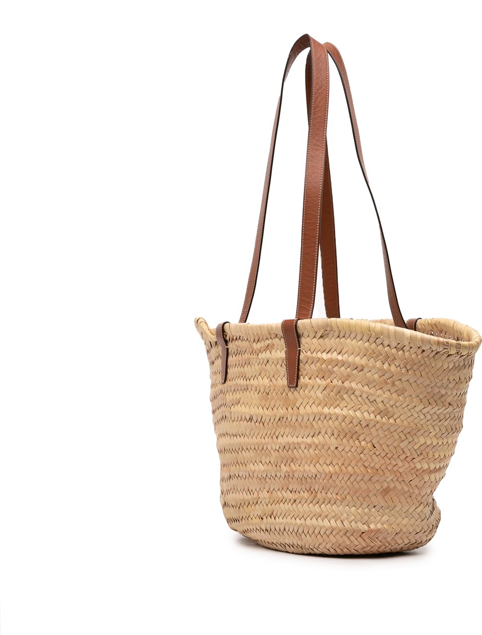 Celine Large Raffia Cuir Triomphe Classic Panier Tote Bruin