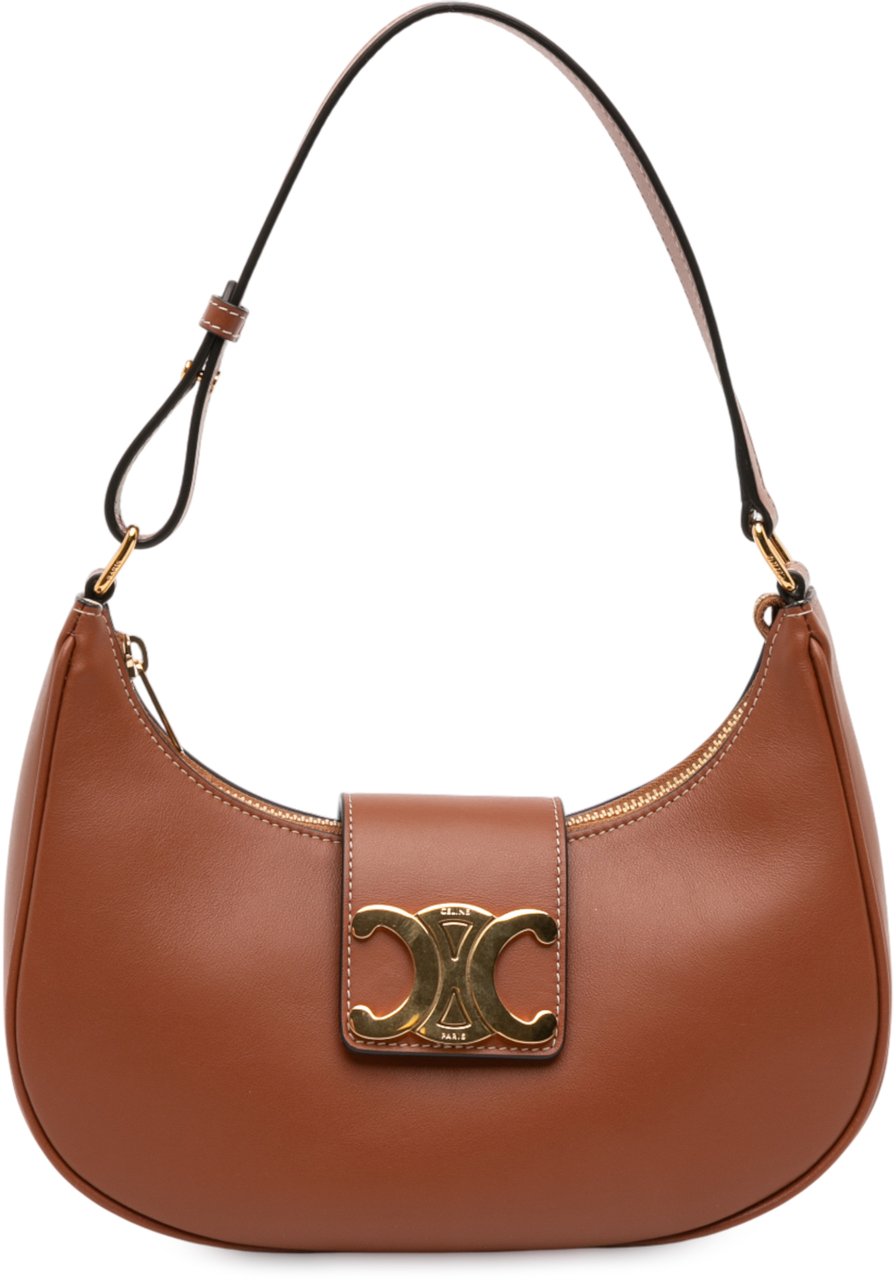 Celine Medium Smooth Calfskin Triomphe Ava Shoulder Bag Bruin