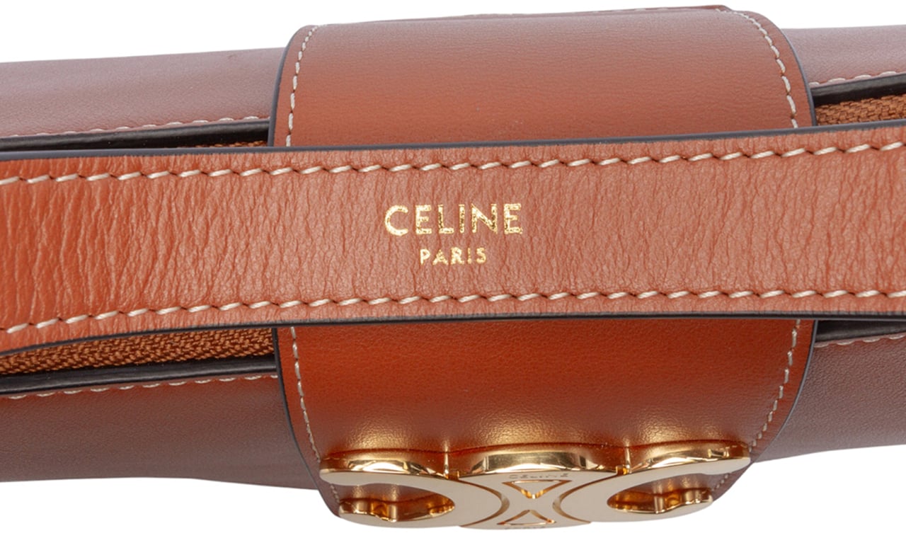 Celine Medium Smooth Calfskin Triomphe Ava Shoulder Bag Bruin