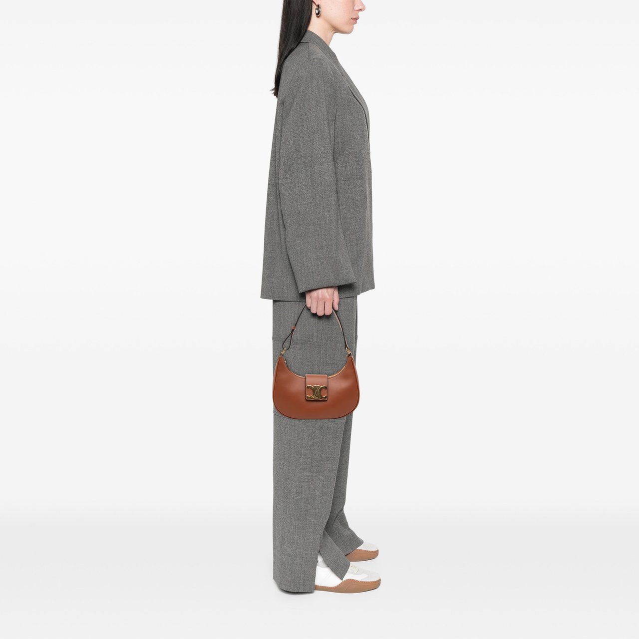 Celine Medium Smooth Calfskin Triomphe Ava Shoulder Bag Bruin