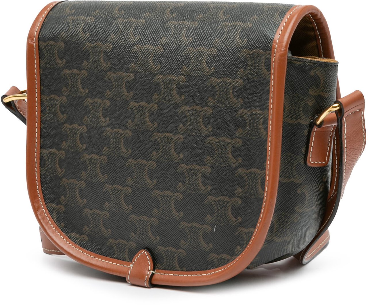 Celine Medium Triomphe Coated Canvas Folco Crossbody Bruin