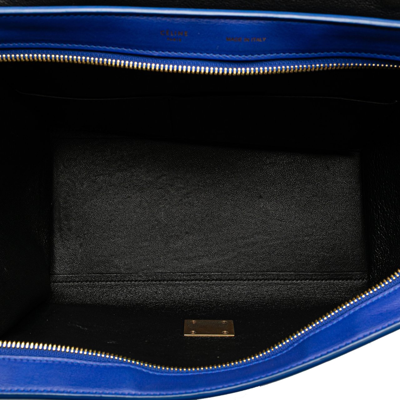 Celine Small Tricolor Leather Trapeze Satchel Blauw