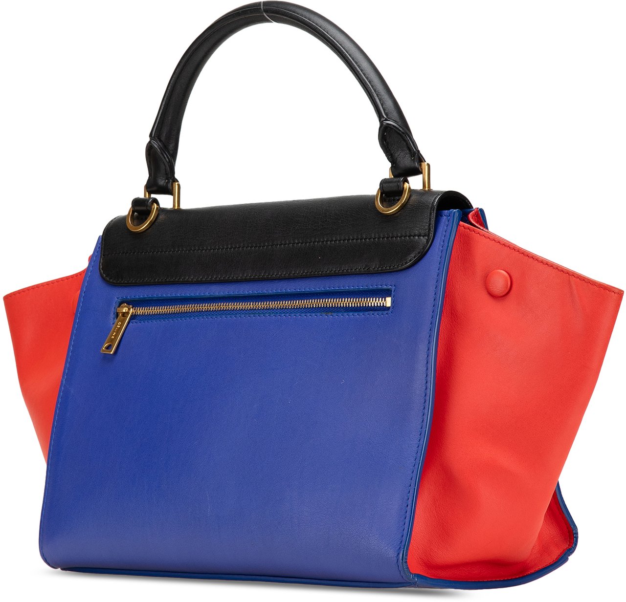 Celine Small Tricolor Leather Trapeze Satchel Blauw