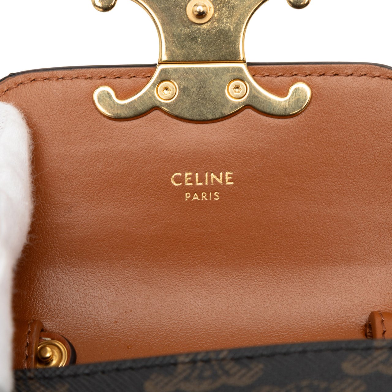 Celine Mini Triomphe Coated Canvas Triomphe Crossbody Bruin