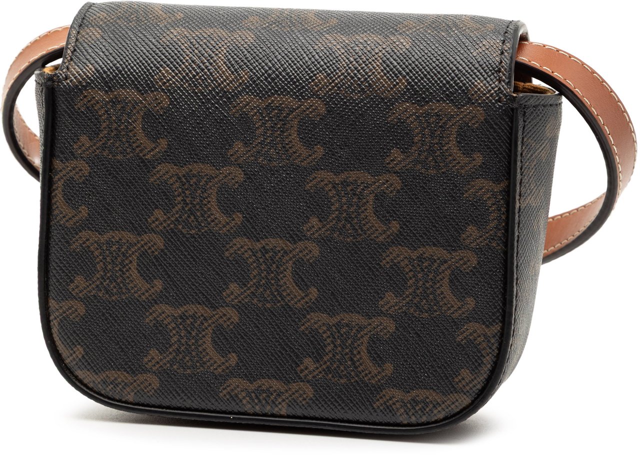 Celine Mini Triomphe Coated Canvas Triomphe Crossbody Bruin