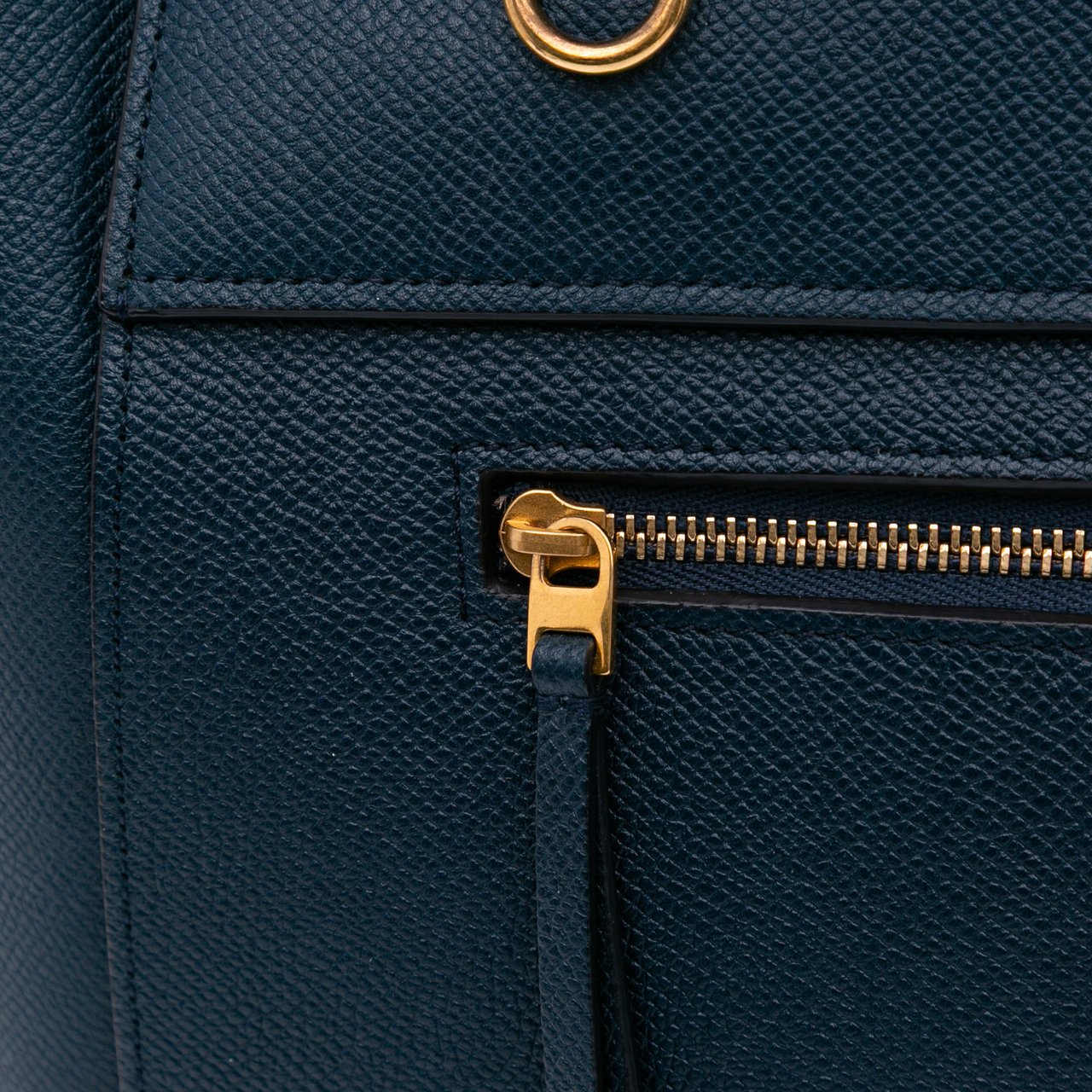 Celine Mini Grained Calfskin Belt Satchel Blauw