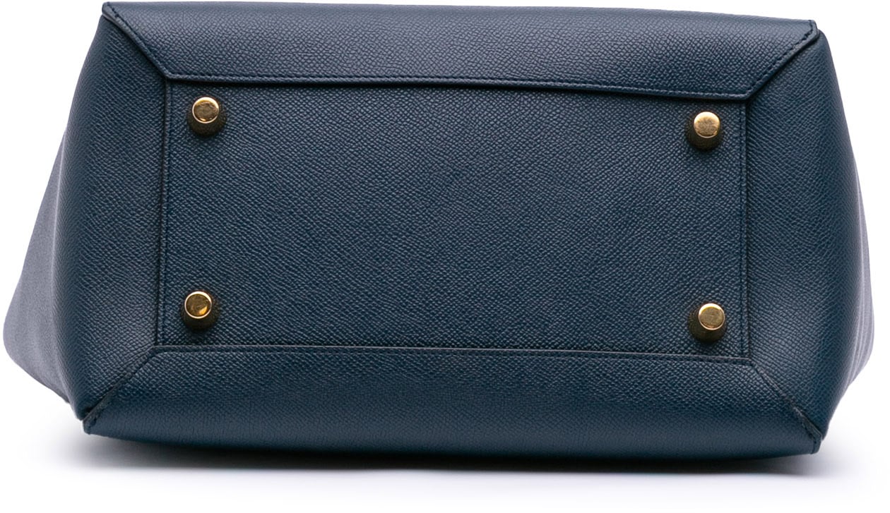 Celine Mini Grained Calfskin Belt Satchel Blauw