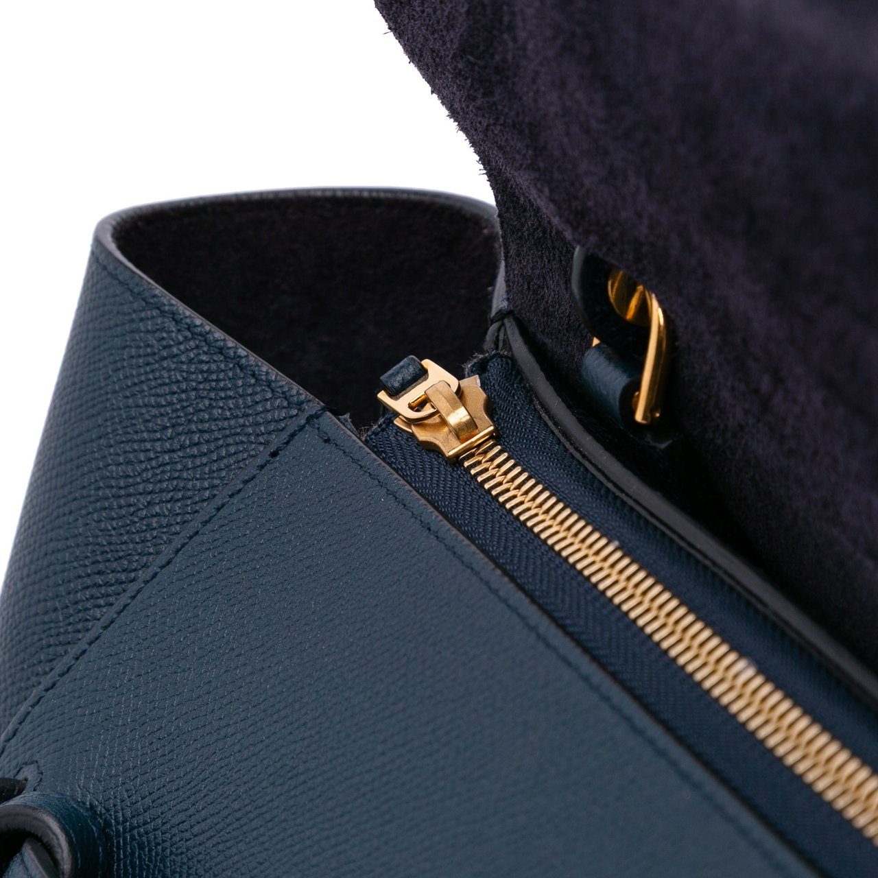 Celine Mini Grained Calfskin Belt Satchel Blauw