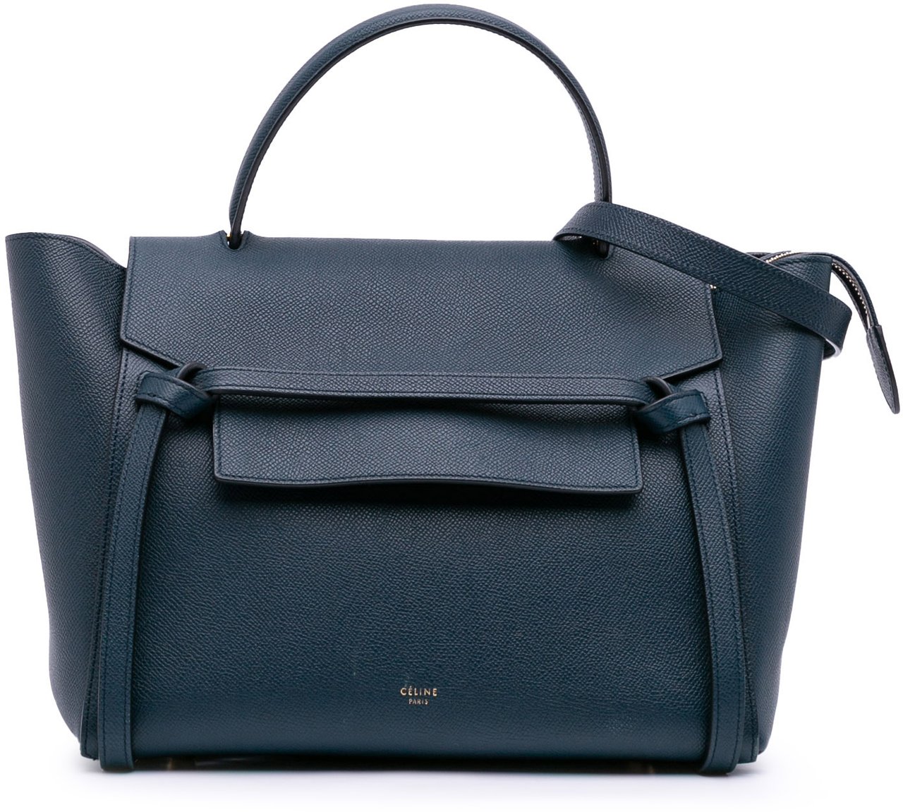 Celine Mini Grained Calfskin Belt Satchel Blauw