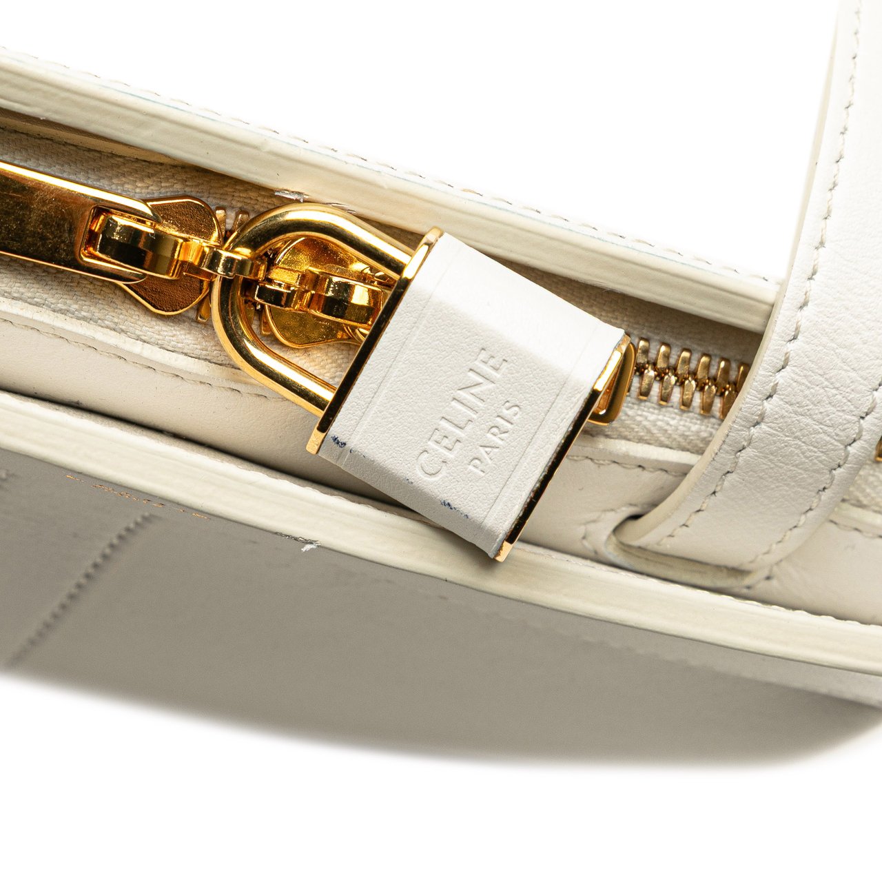 Celine Teen Leather Cabas De France Crossbody Wit