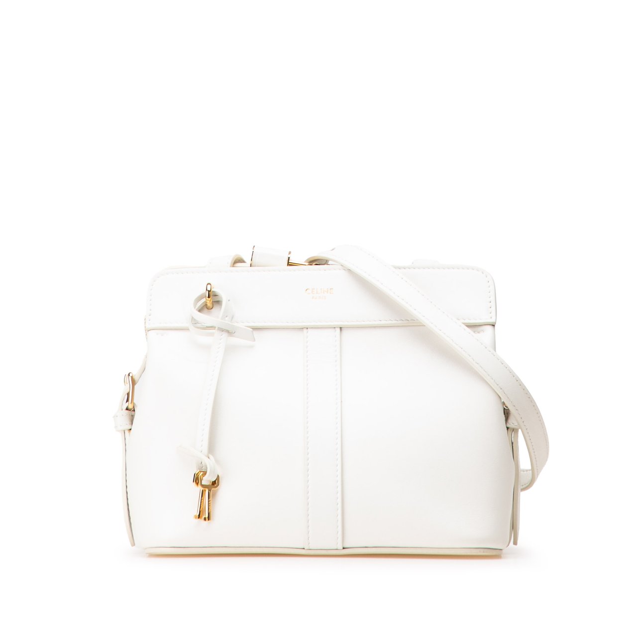 Celine Teen Leather Cabas De France Crossbody Wit