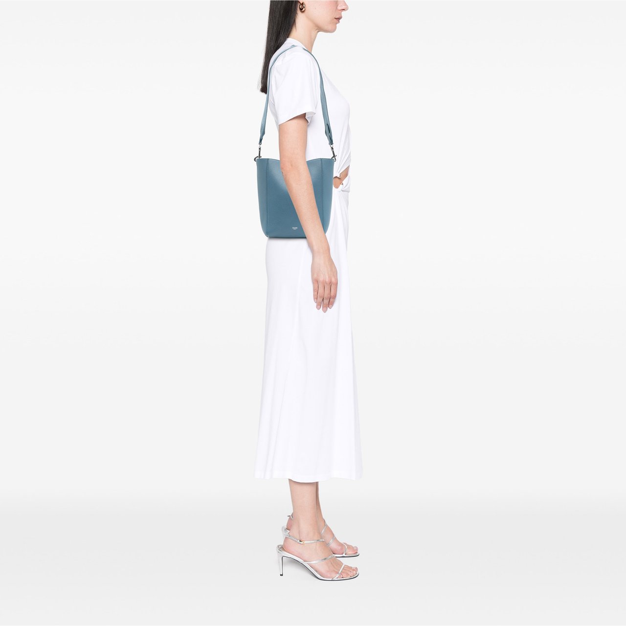 Celine Small Soft Grained Calfskin Seau Sangle Bucket Bag Blauw