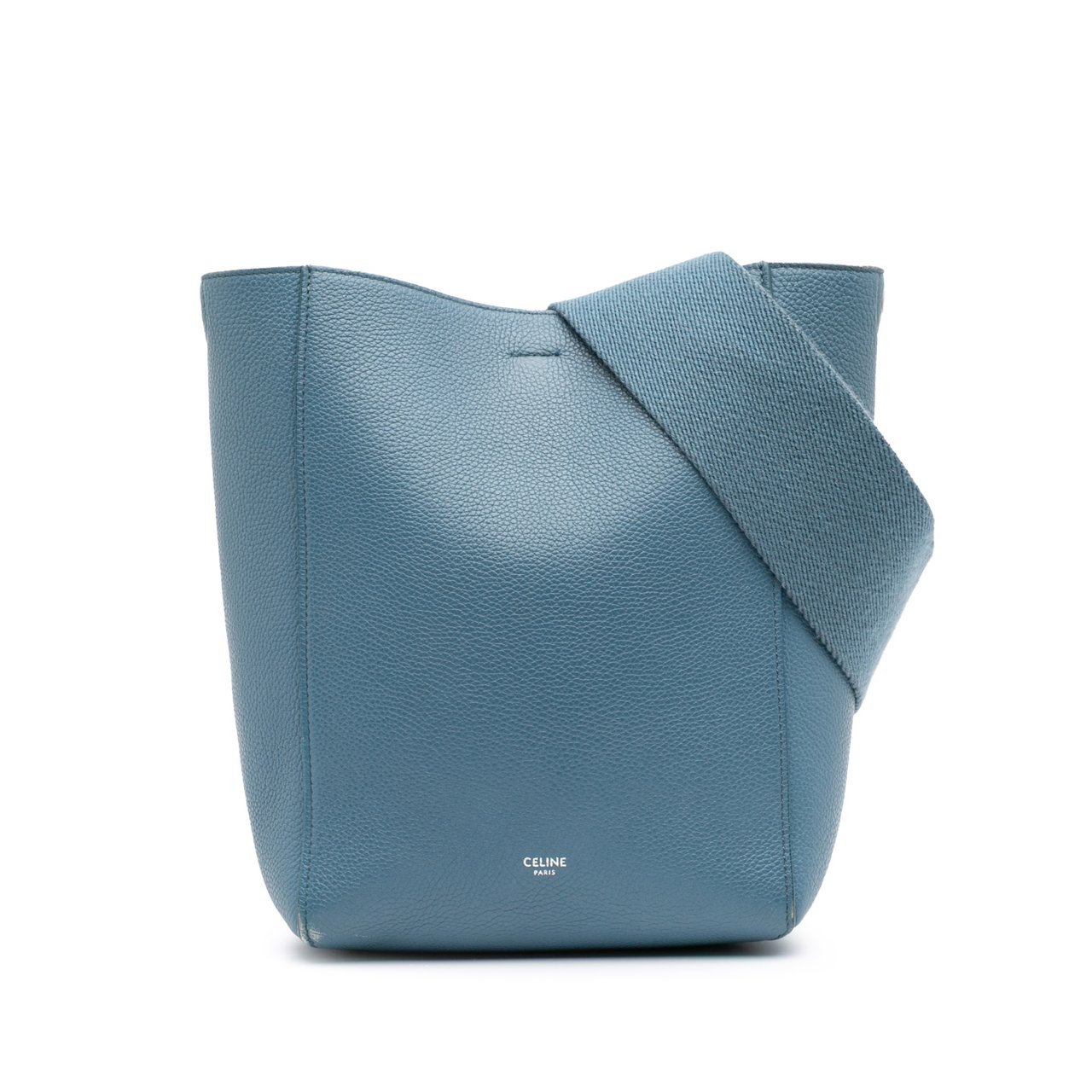 Celine Small Soft Grained Calfskin Seau Sangle Bucket Bag Blauw