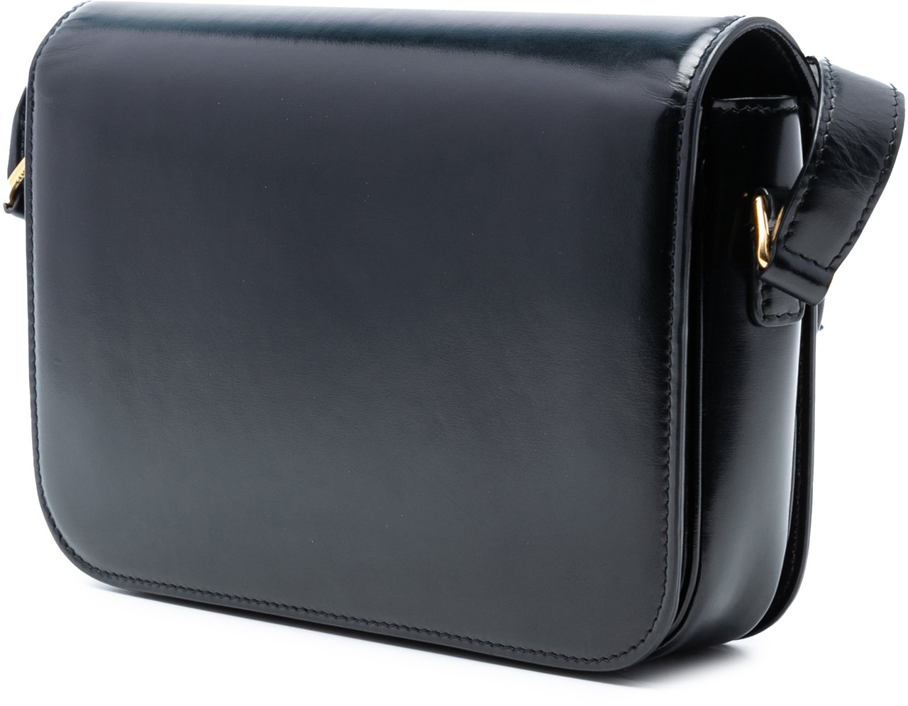 Celine Classique Shiny Calfskin Triomphe Crossbody Zwart
