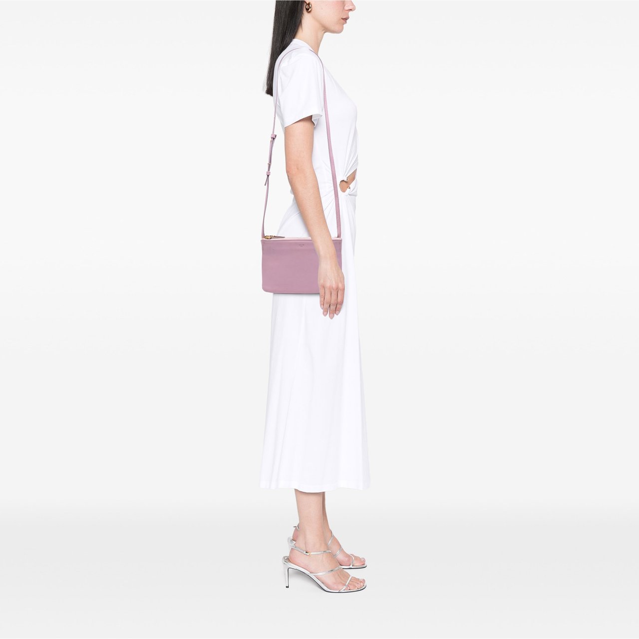 Celine Small Lambskin Trio Crossbody Roze
