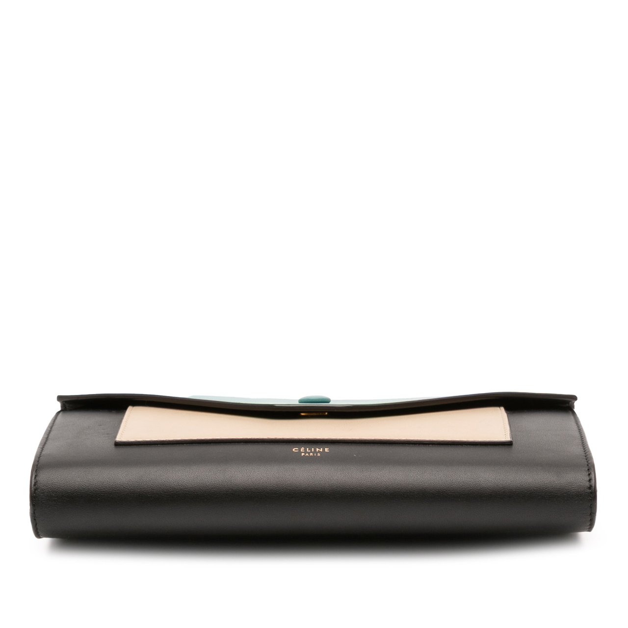 Celine Tricolor Leather Pocket Envelope Wallet On Chain Zwart