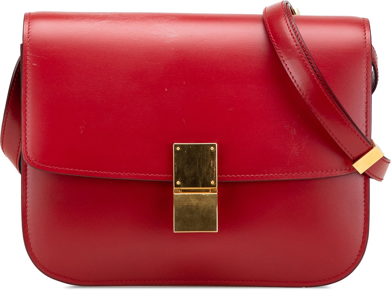 Celine Medium Calfskin Classic Box Rood