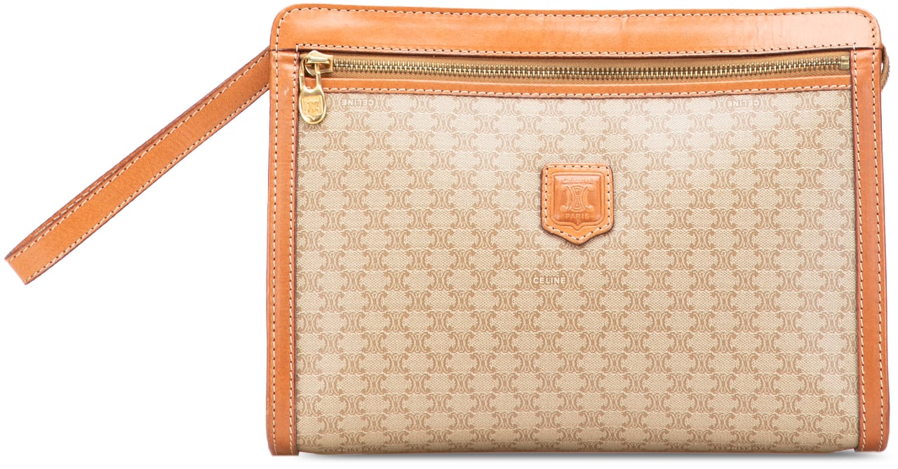 Celine Macadam Coated Canvas Clutch Bruin