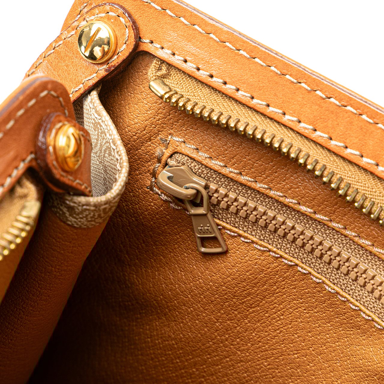 Celine Macadam Coated Canvas Clutch Bruin