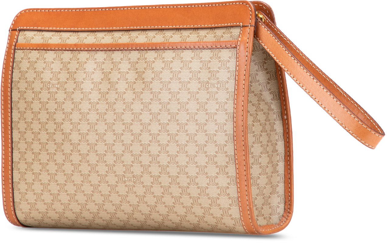 Celine Macadam Coated Canvas Clutch Bruin
