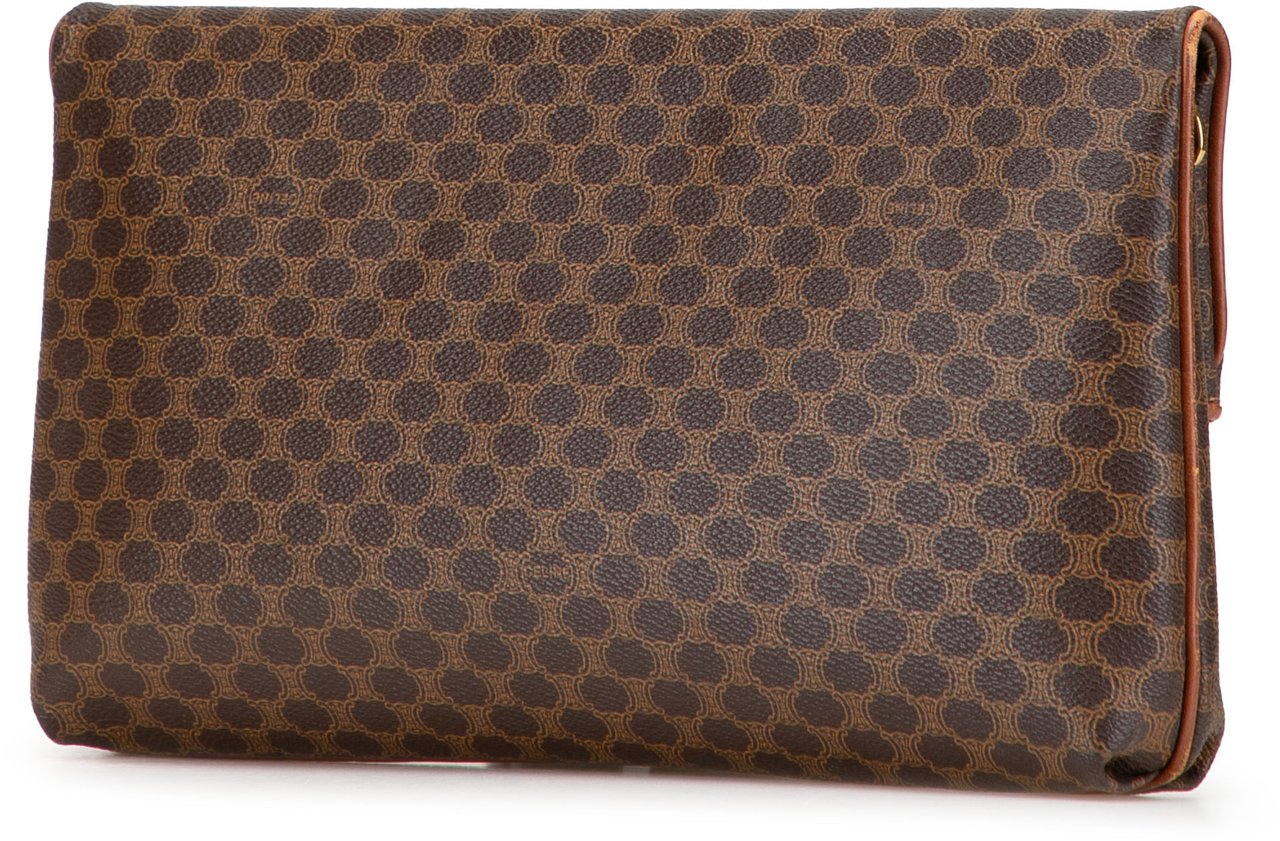 Celine Macadam Coated Canvas Clutch Bruin