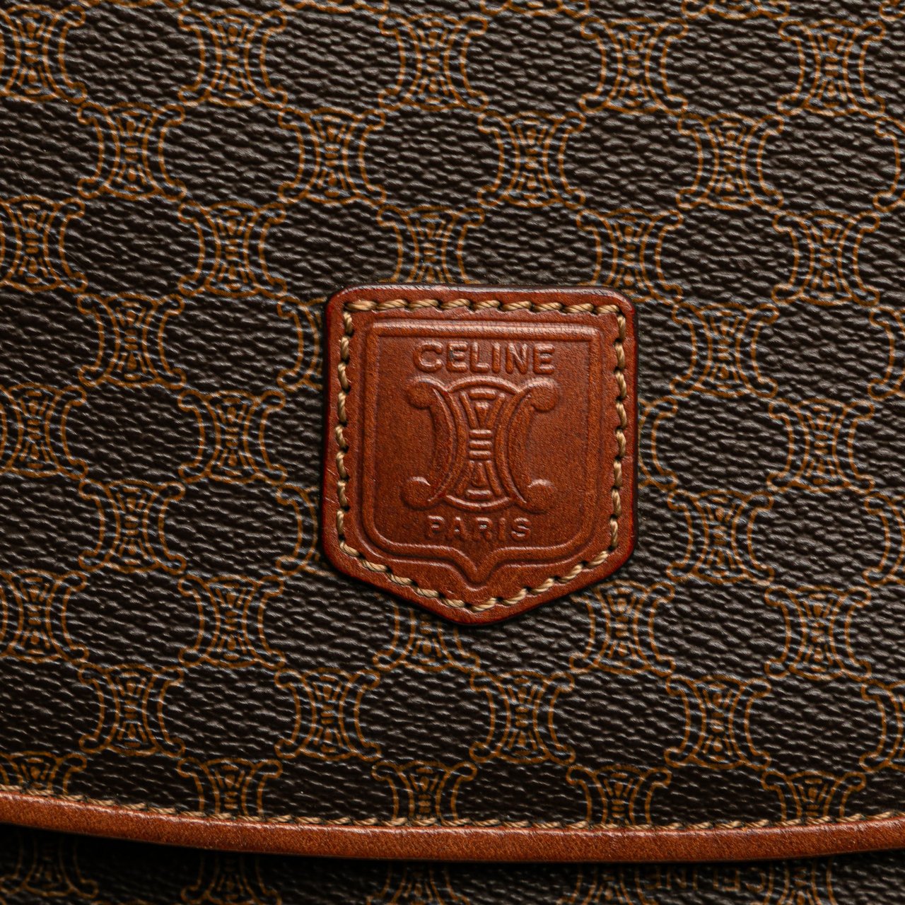 Celine Macadam Coated Canvas Clutch Bruin
