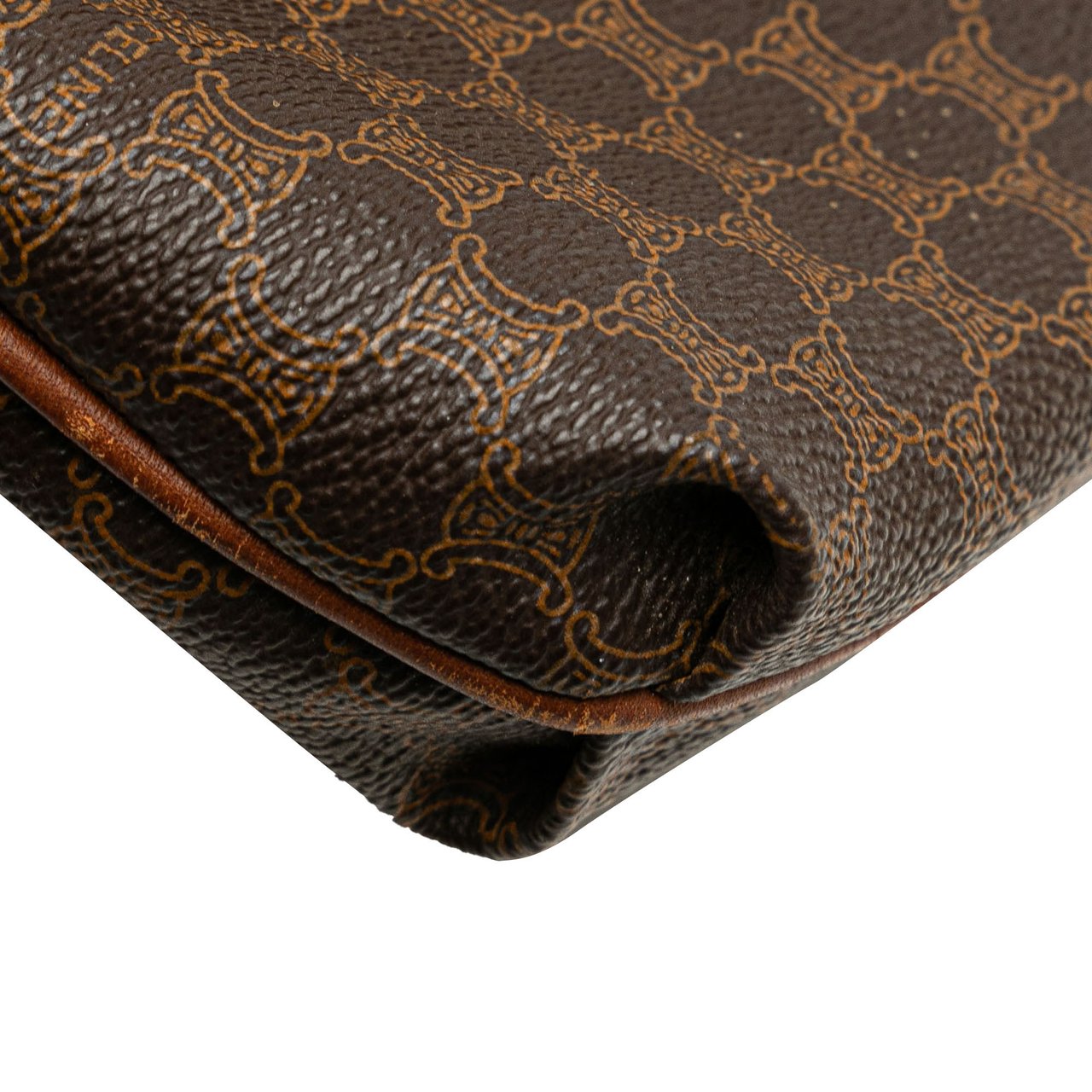 Celine Macadam Coated Canvas Clutch Bruin
