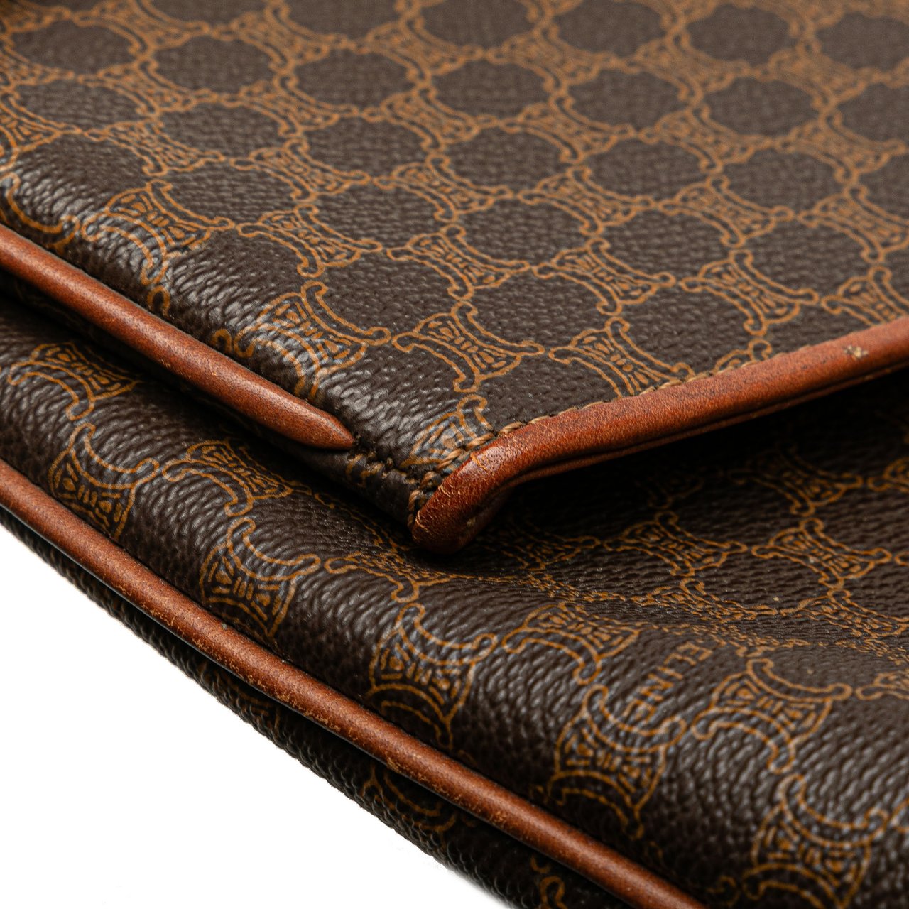 Celine Macadam Coated Canvas Clutch Bruin
