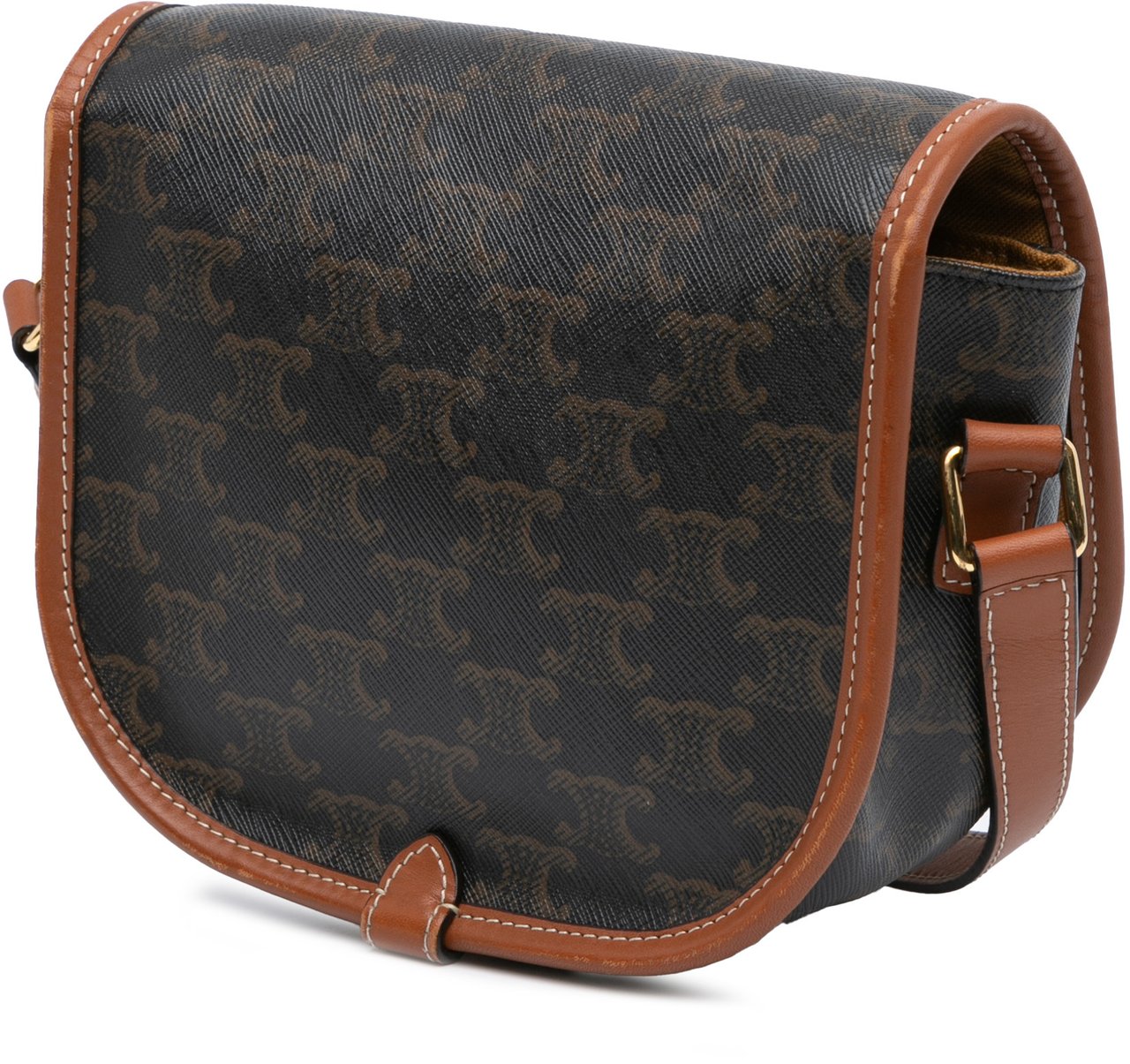 Celine Medium Triomphe Coated Canvas Folco Crossbody Bruin