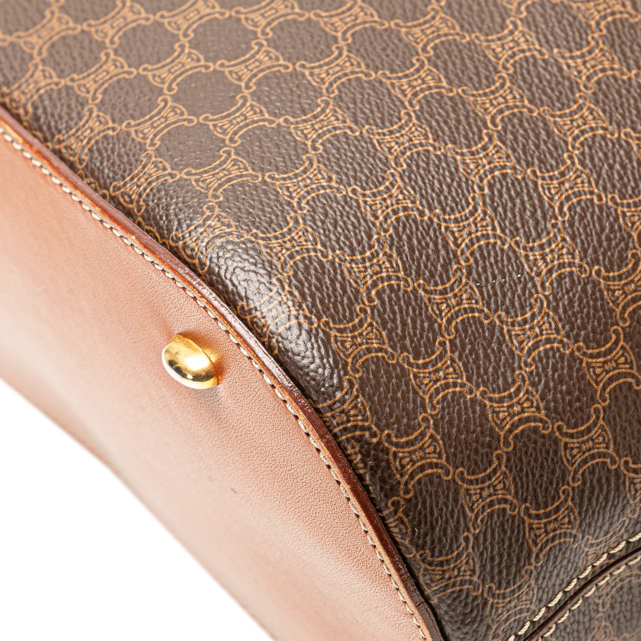 Celine Macadam Coated Canvas Dome Satchel Bruin