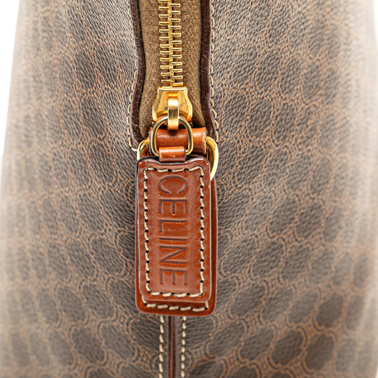 Celine Macadam Coated Canvas Dome Satchel Bruin