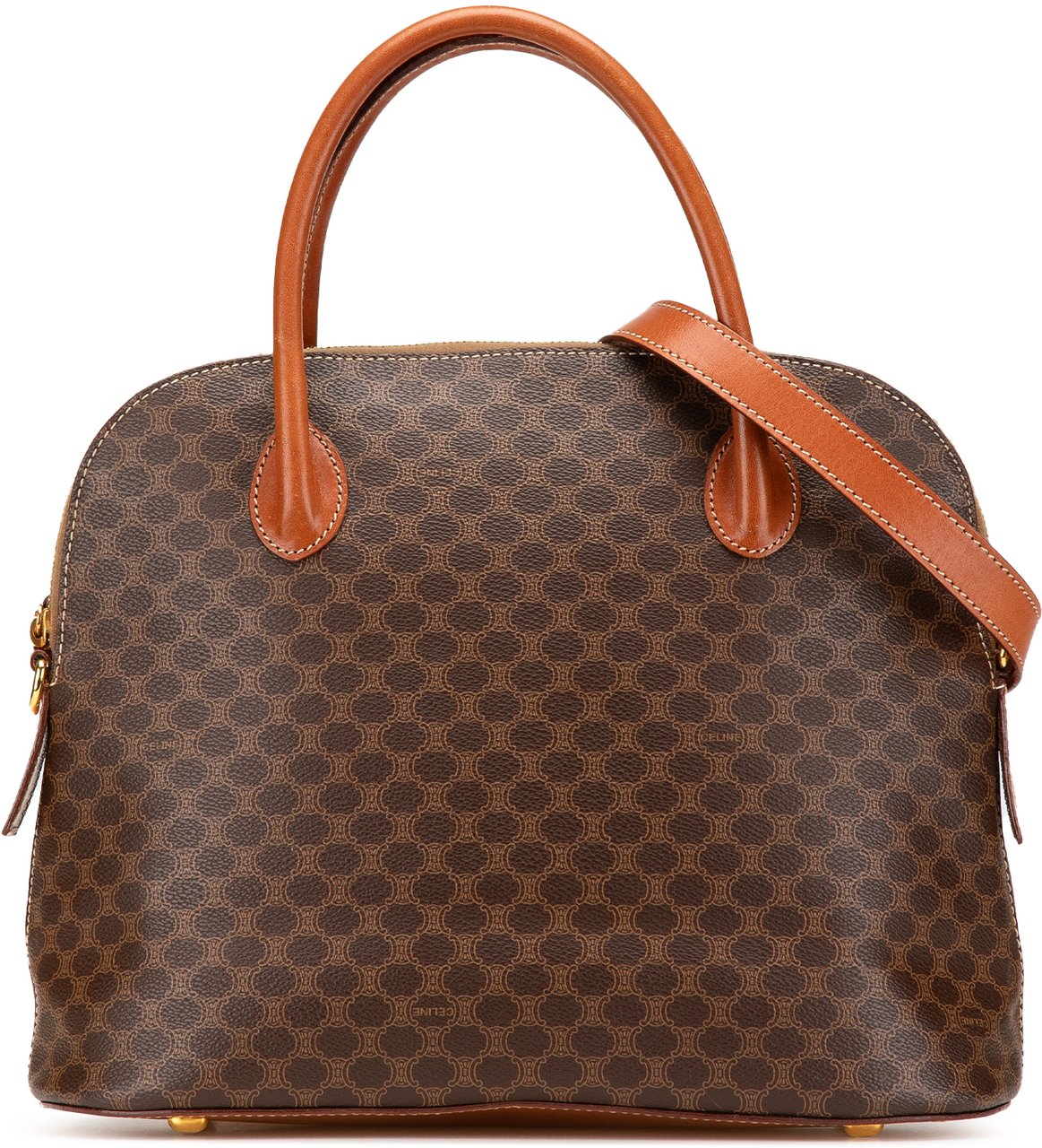 Celine Macadam Coated Canvas Dome Satchel Bruin