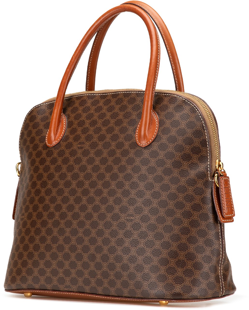 Celine Macadam Coated Canvas Dome Satchel Bruin