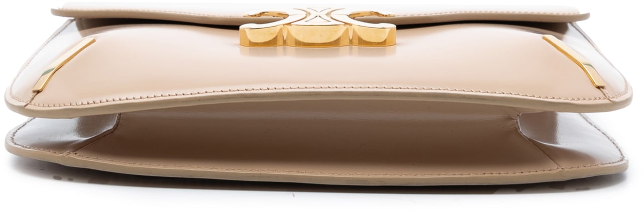 Celine Teen Shiny Calfskin Triomphe Besace Clea Chain Crossbody Bruin