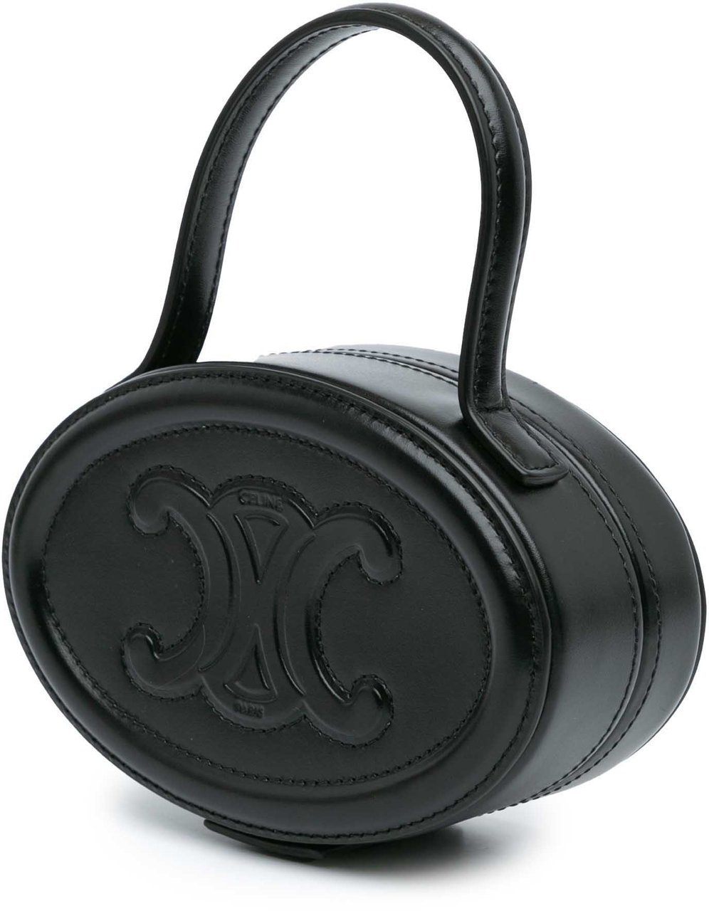 Celine Calfskin Cuir Triomphe Oval Handbag Zwart