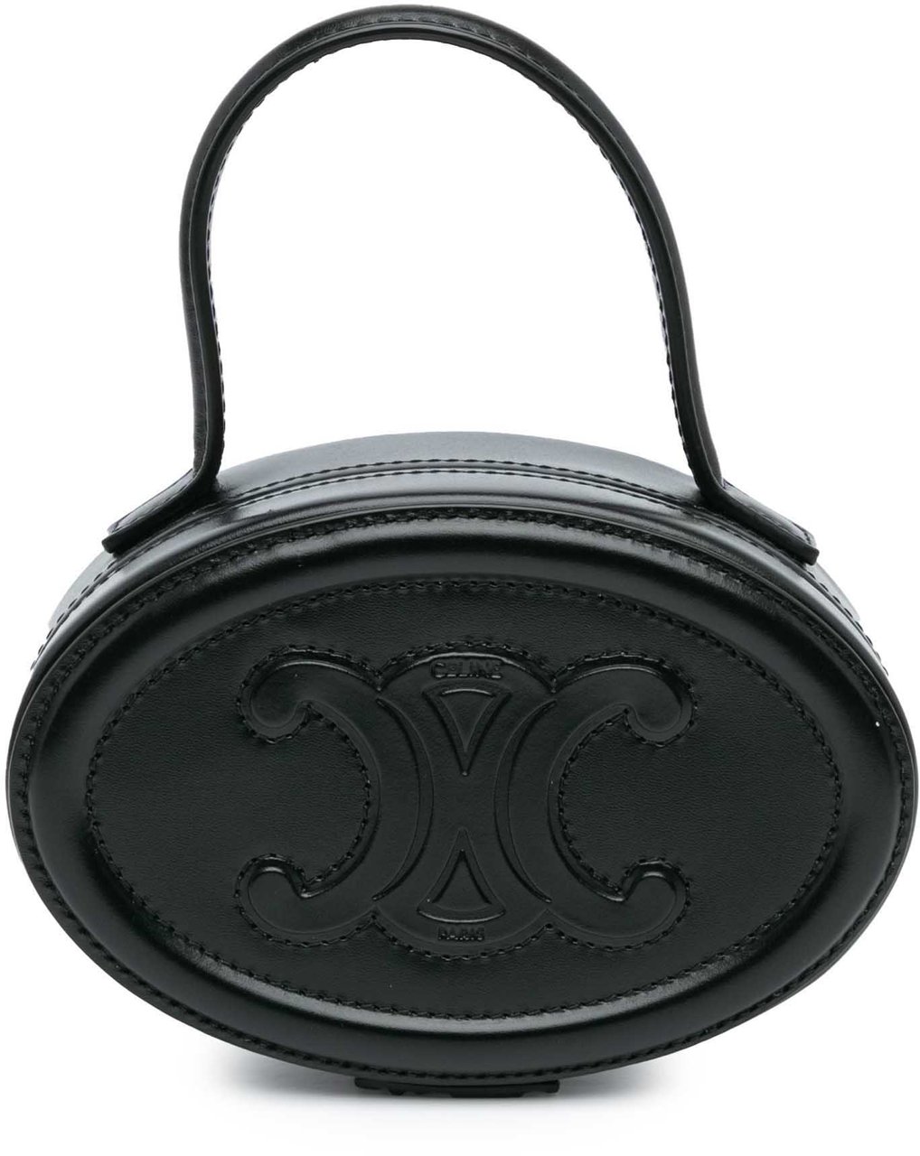 Celine Calfskin Cuir Triomphe Oval Handbag Zwart