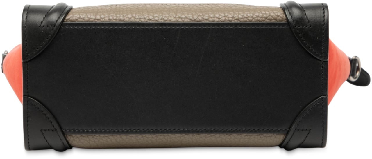 Celine Nano Tricolor Nubuck and Drummed Calfskin Luggage Tote Bruin