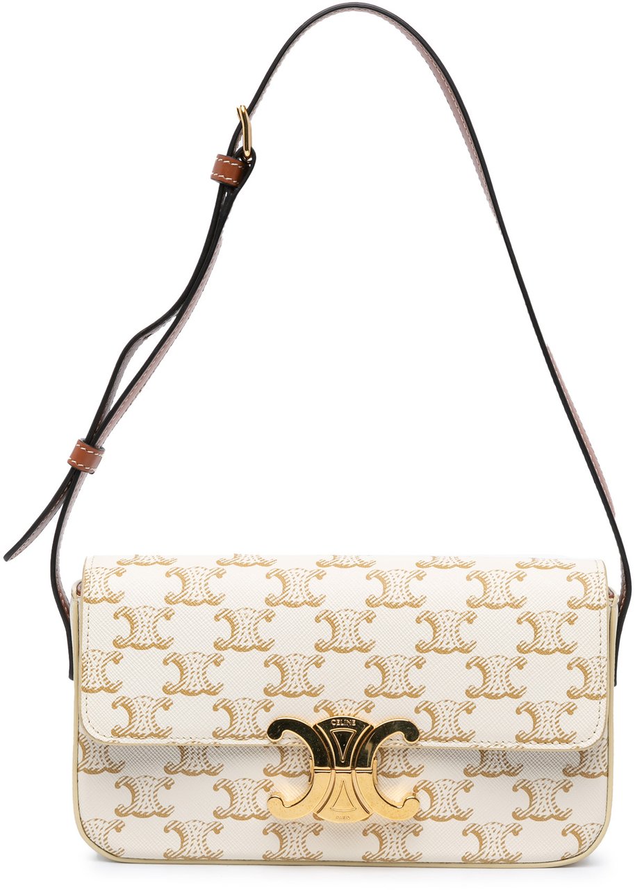 Celine Triomphe Coated Canvas Claude Shoulder Bag Wit