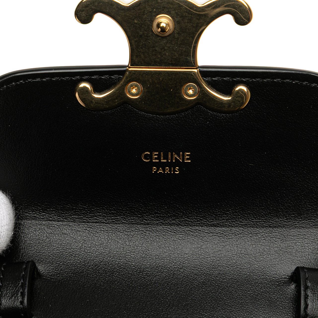 Celine Mini Shiny Calfskin Triomphe Crossbody Zwart