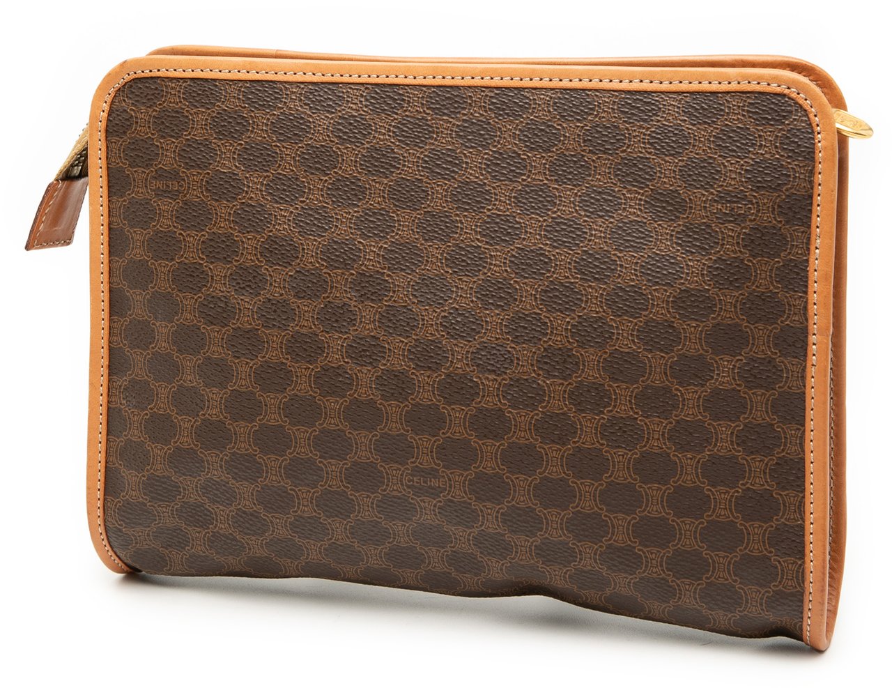 Celine Macadam Coated Canvas Clutch Bruin