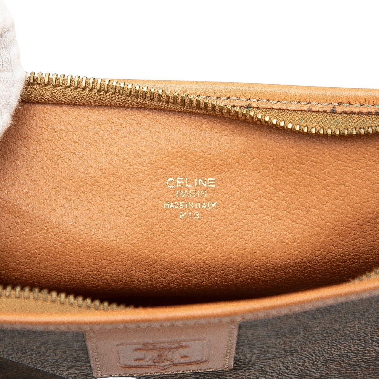 Celine Macadam Coated Canvas Clutch Bruin
