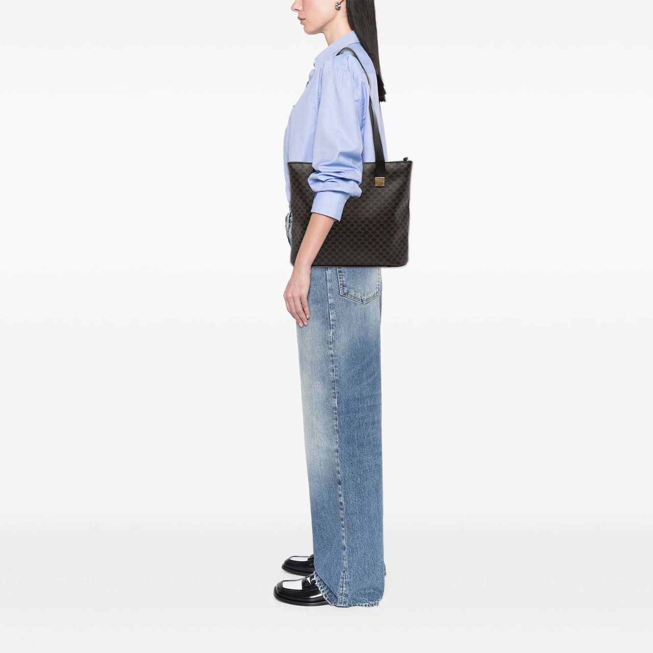 Celine Macadam Coated Canvas Tote Bruin